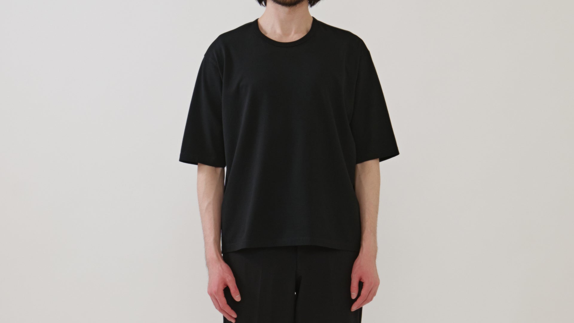 102 T-Shirt (Black) | オーバーサイズ 5分袖 無地 Tシャツ